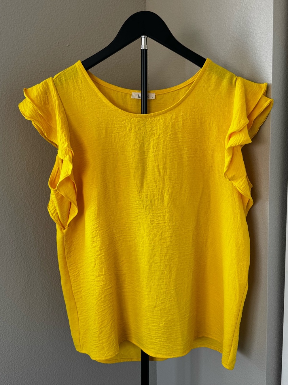 Women's Yellow Ruffle Sleeve Blouse